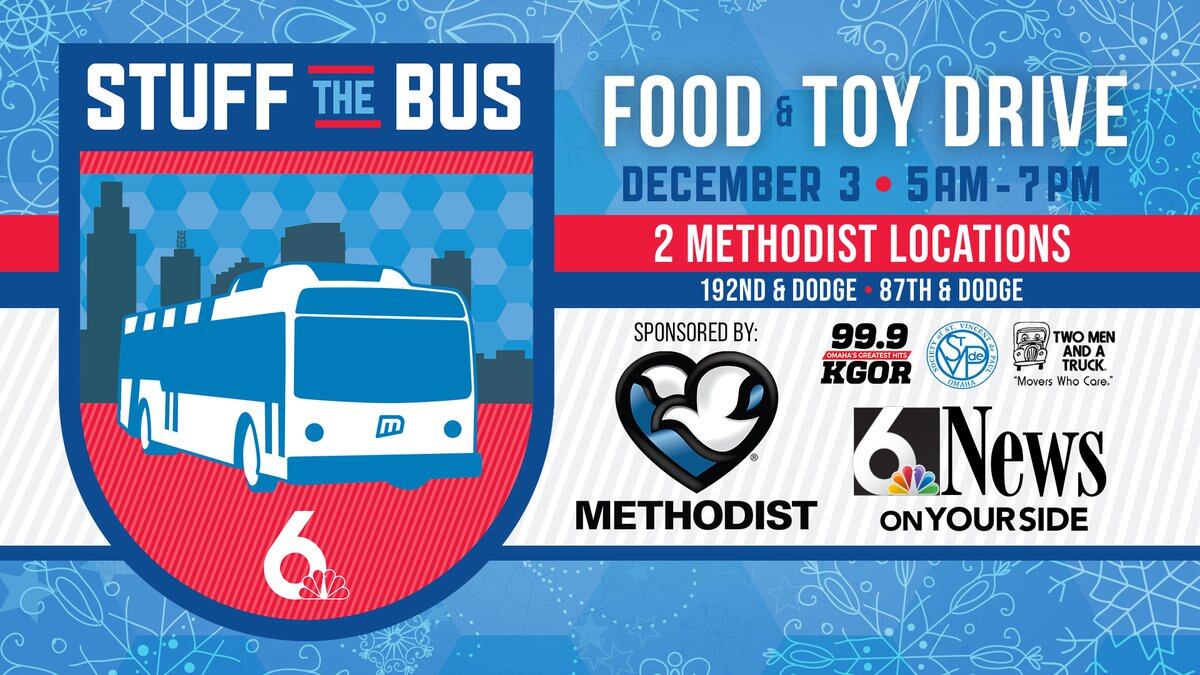 Help us Stuff the Bus on Dec. 3 sponsored by Methodist Health System.