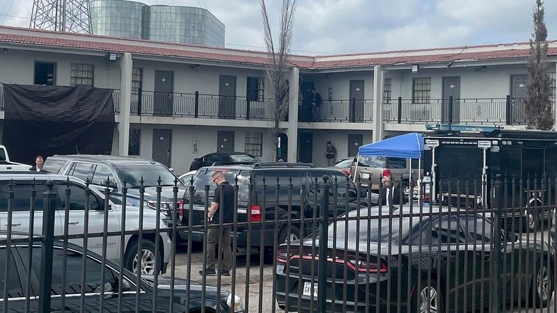 The FBI works on the scene of a shooting, Thursday, March 23, 2023 in north Houston. Officials...