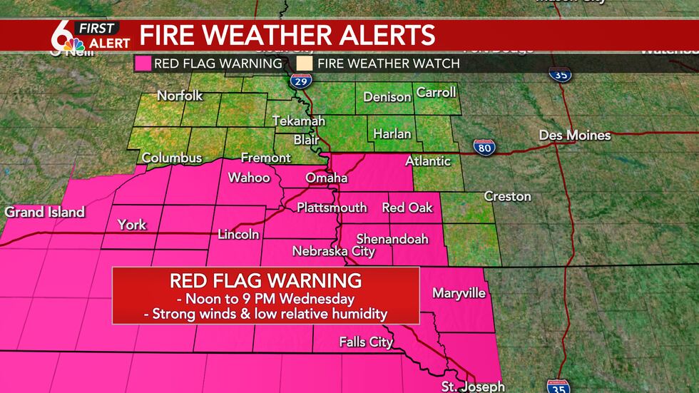 Red Flag Warning in effect from Noon until 9 PM Wednesday
