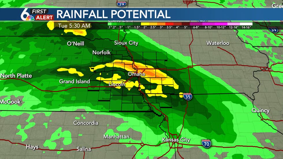 Rain potential Monday into Tuesday