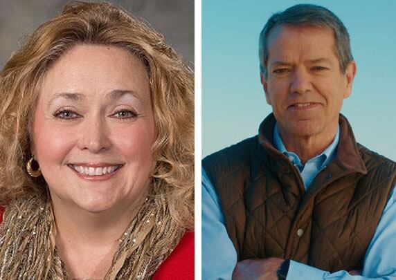 Carol Blood, left, and Jim Pillen are running for Governor of Nebraska.