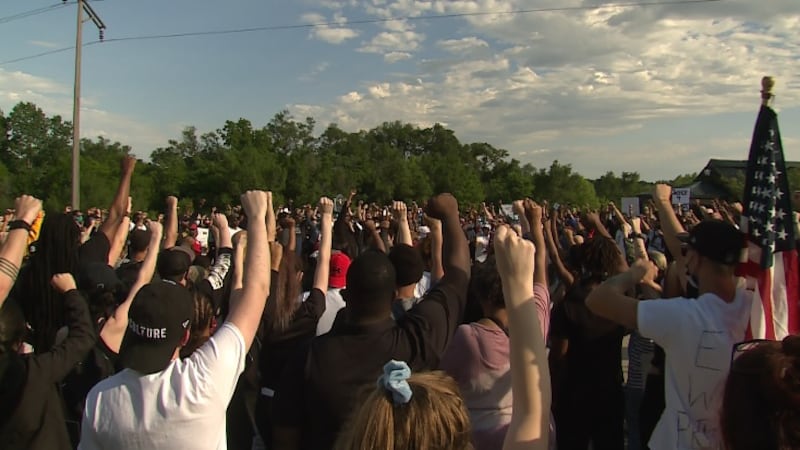 Hundreds gather at Malcolm X Foundation in Omaha for peaceful rally on Sunday, 5/31/20. (Rex...