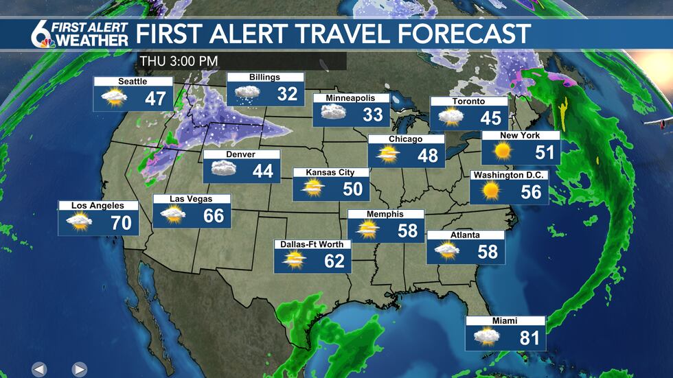 Thursday travel outlook