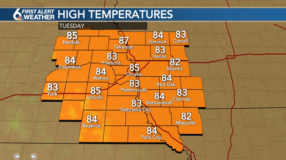 Tuesday highs
