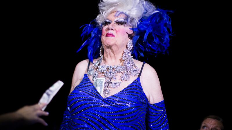 In this Sept. 2019 photo, Darcelle XV, performs in Portland, Ore. Walter C. Cole, better known...