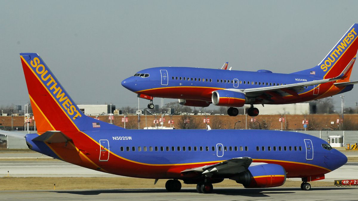 In this Feb. 9, 2012 file photo, a Southwest Airlines Boeing 737 waits to take off at Chicago's...